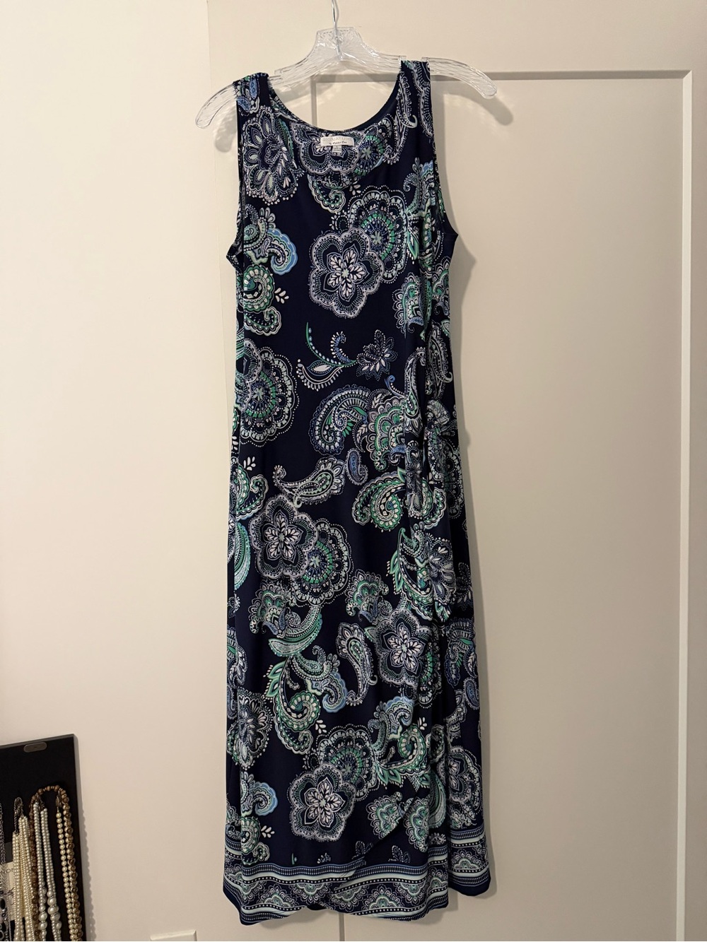 Signature by Robbie Bee Navy Paisley Sleeveless Maxi Dress